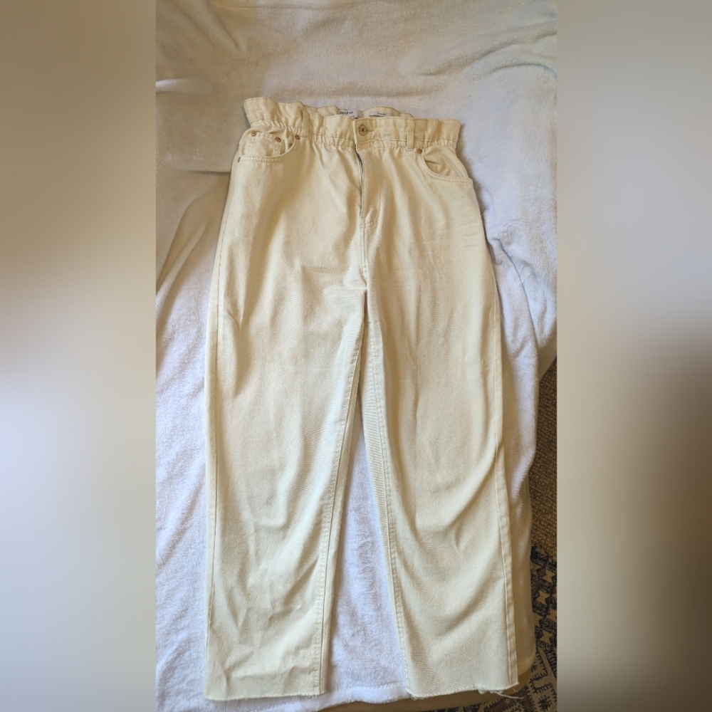 Bershka straight leg jeans with paper bag waist